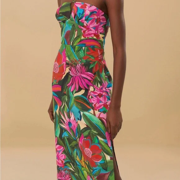 FARM Rio Strapless Dress with Bold Floral Print size small worn once - Picture 2 of 4